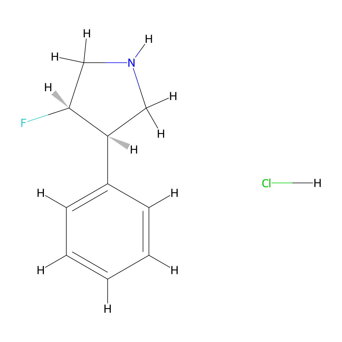rac-(3R,4R)-3-fluoro-4-phenylpyrrolidine hydrochloride molecular structure, CAS 2307753-42-8