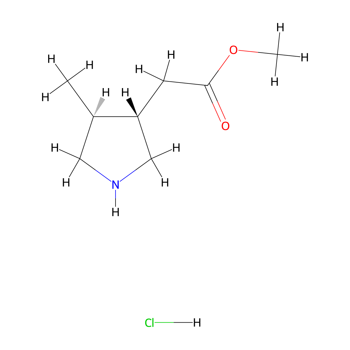 rac-methyl 2-((3R,4R)-4-methylpyrrolidin-3-yl)acetate hydrochloride molecular structure, CAS 2307754-48-7