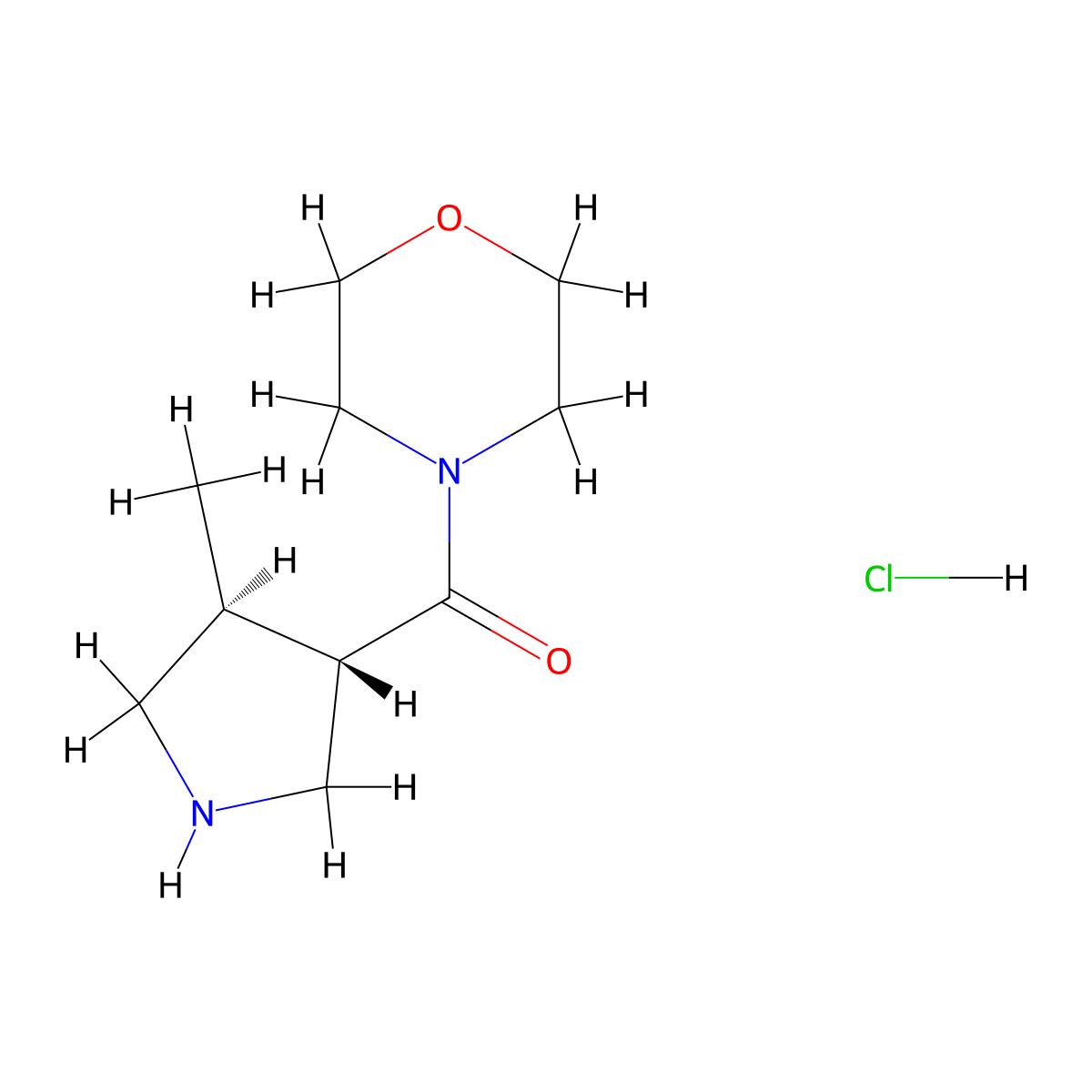 rac-4-[(3R,4R)-4-methylpyrrolidine-3-carbonyl]morpholine hydrochloride molecular structure, CAS 2307754-68-1