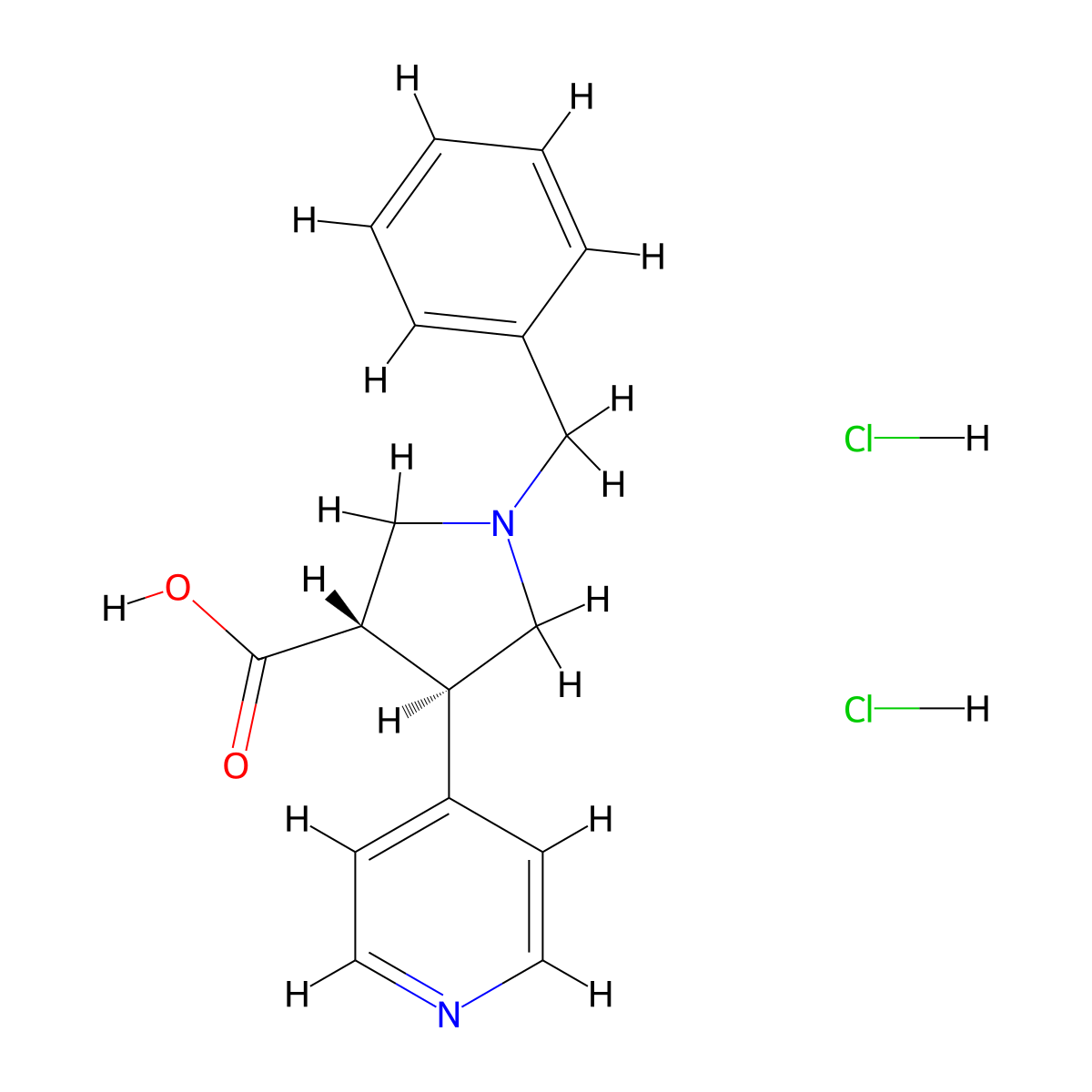 (3S,4R)-1-benzyl-4-(pyridin-4-yl)pyrrolidine-3-carboxylic acid dihydrochloride molecular structure, CAS 2307755-20-8