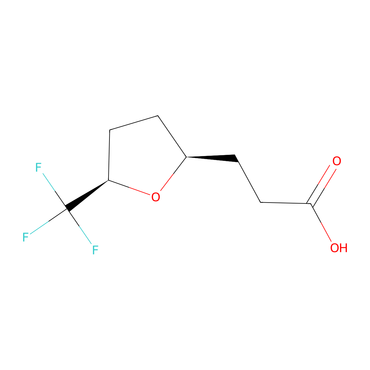 rac-3-((2R,5S)-5-(trifluoromethyl)oxolan-2-yl)propanoic acid molecular structure, CAS 2307755-22-0