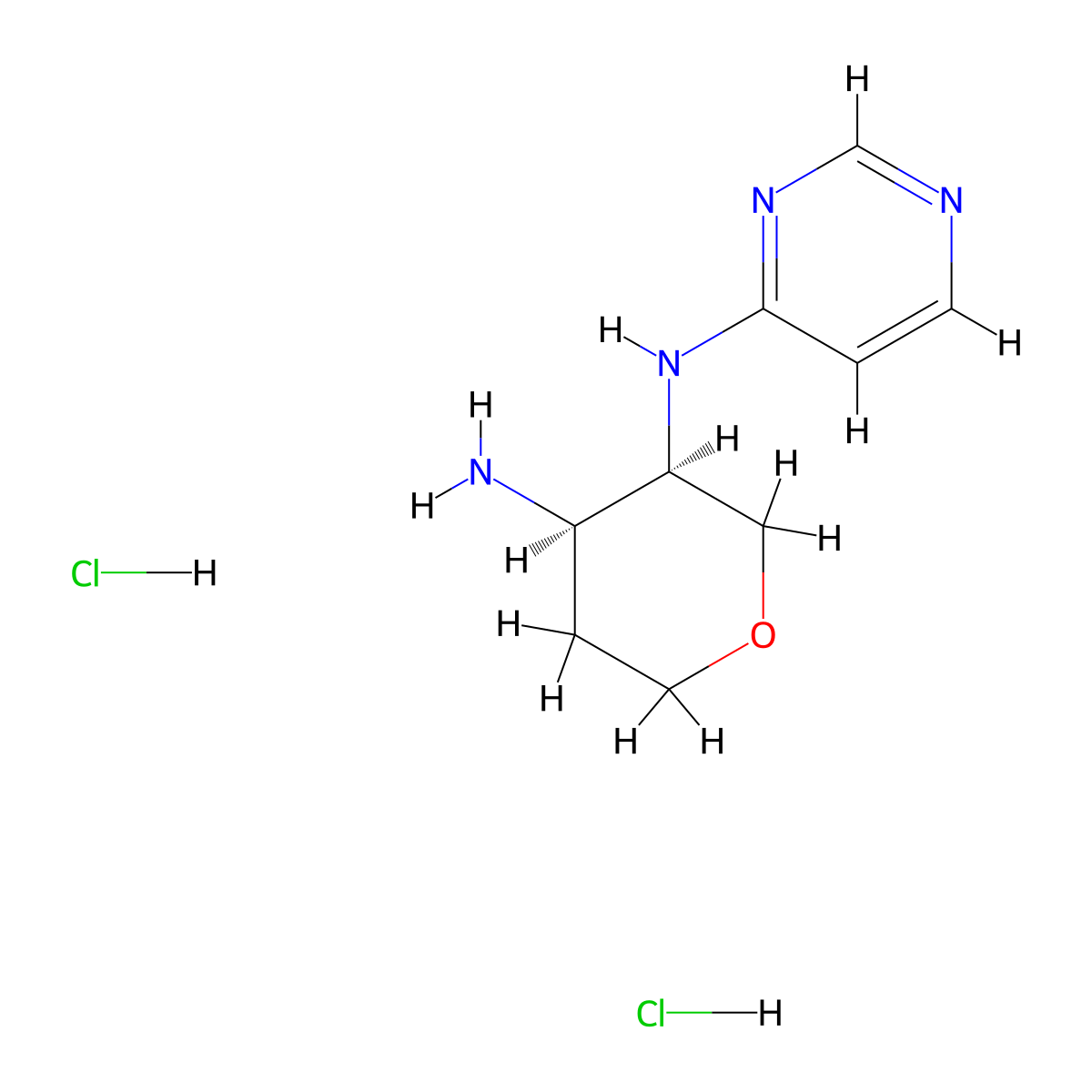 rac-(3R,4R)-N3-(pyrimidin-4-yl)oxane-3,4-diamine dihydrochloride molecular structure, CAS 2307755-60-6