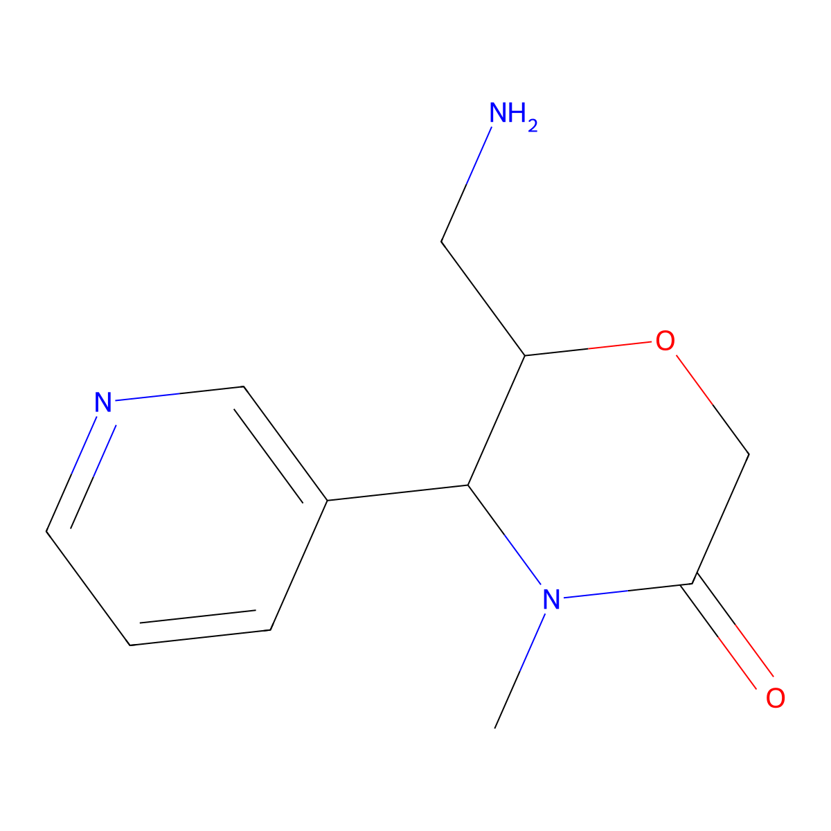 rac-(5R,6R)-6-(aminomethyl)-4-methyl-5-(pyridin-3-yl)morpholin-3-one molecular structure, CAS 2307756-26-7