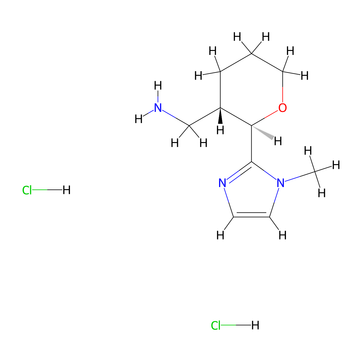 rac-[(2R,3S)-2-(1-methyl-1H-imidazol-2-yl)oxan-3-yl]methanamine dihydrochloride molecular structure, CAS 2307756-72-3