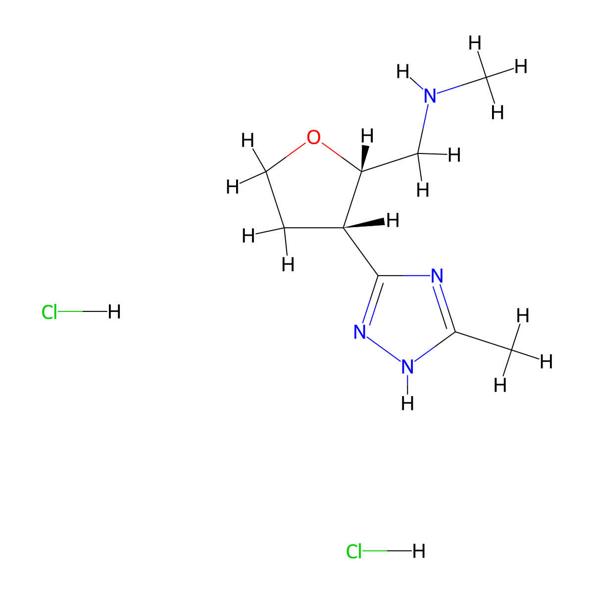 rac-methyl({[(2R,3R)-3-(3-methyl-1H-1,2,4-triazol-5-yl)oxolan-2-yl]methyl})amine dihydrochloride molecular structure, CAS 2307757-85-1