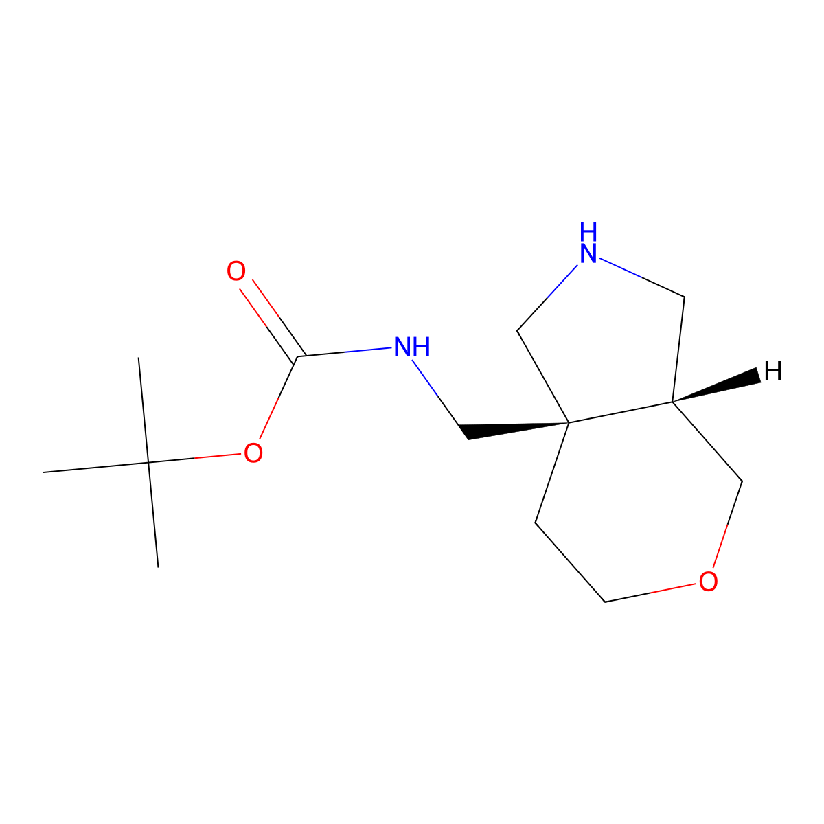 rac-tert-butyl N-{[(3aR,7aR)-octahydropyrano[3,4-c]pyrrol-7a-yl]methyl}carbamate molecular structure, CAS 2307758-60-5