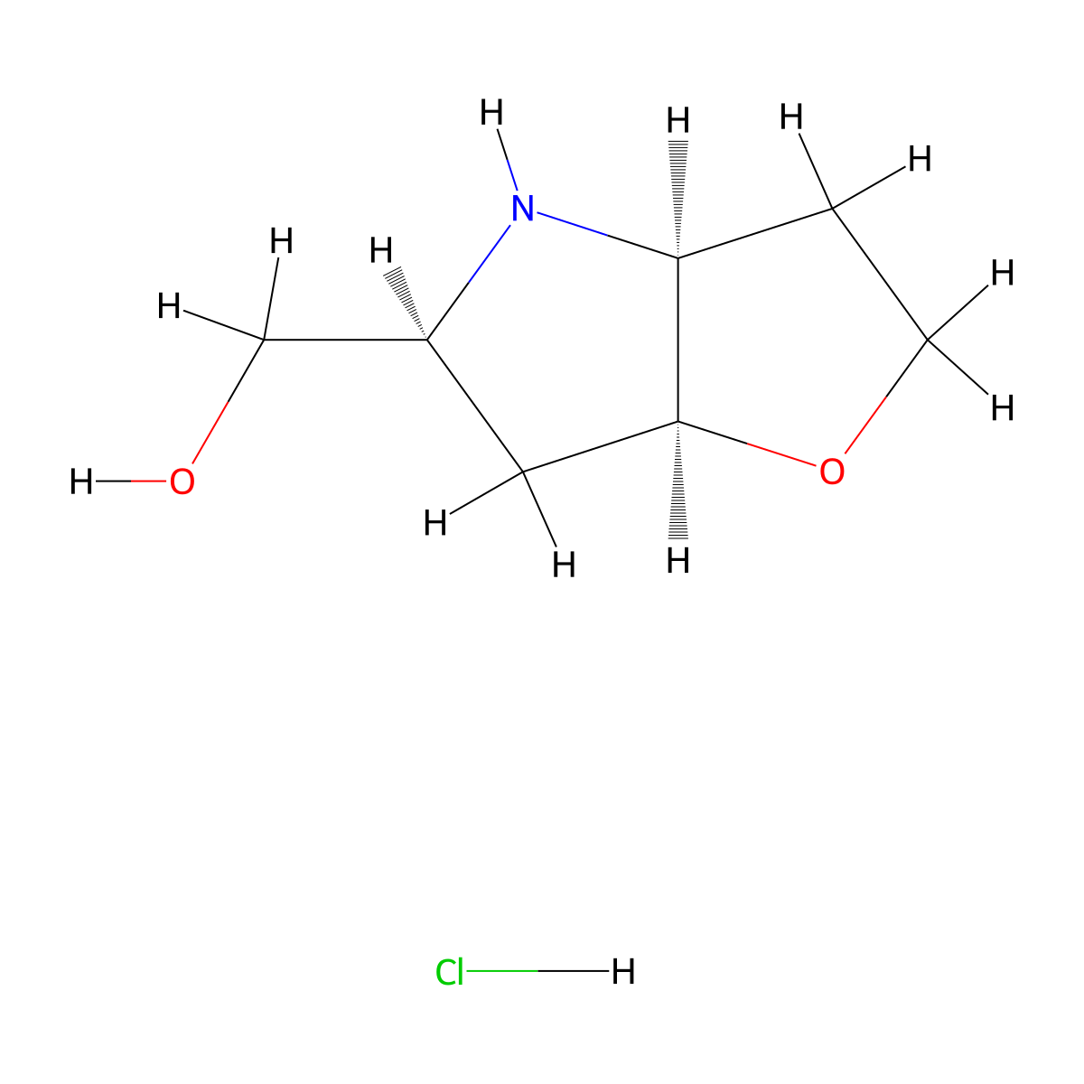 hexahydro-2H-furo[3,2-b]pyrrol-5-ylmethanol hydrochloride molecular structure, CAS 2307770-35-8