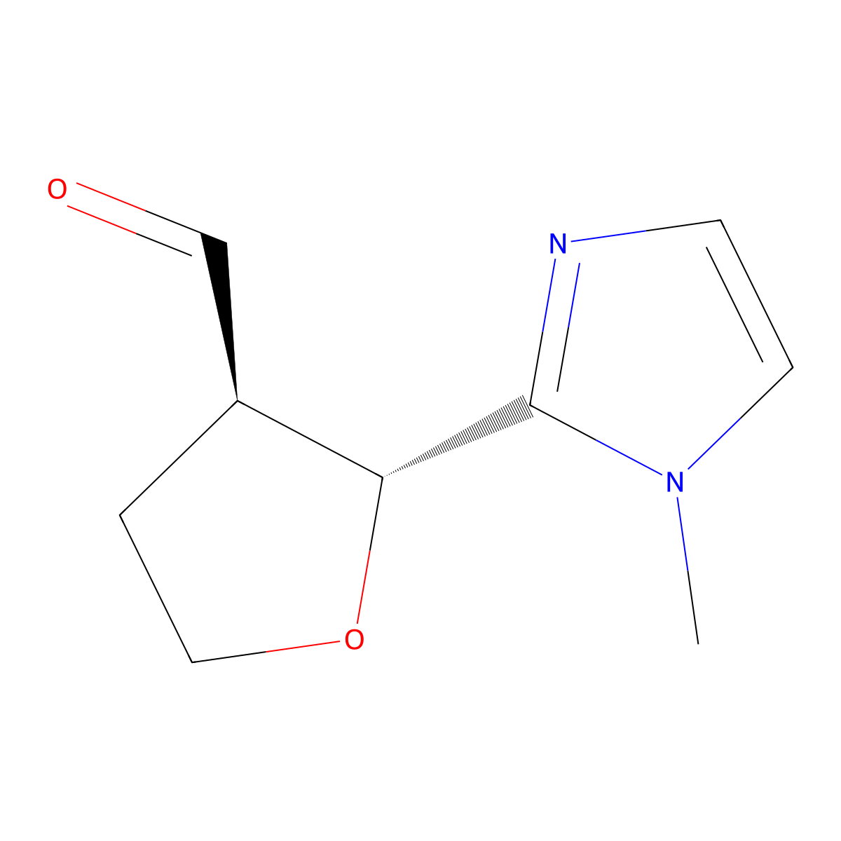 rac-(2R,3R)-2-(1-methyl-1H-imidazol-2-yl)oxolane-3-carbaldehyde molecular structure, CAS 2307770-61-0