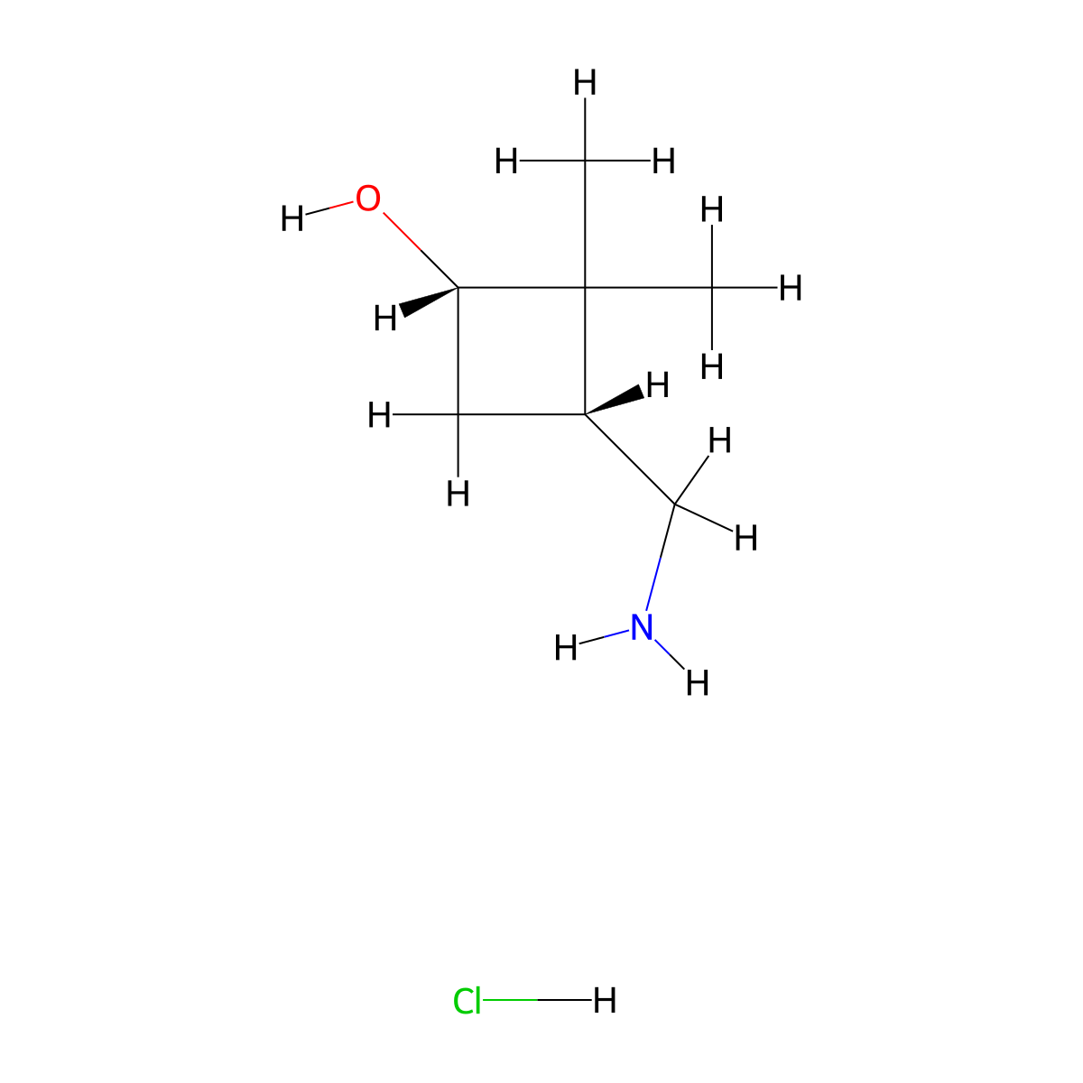 rac-(1R,3S)-3-(aminomethyl)-2,2-dimethylcyclobutan-1-ol hydrochloride molecular structure, CAS 2307771-20-4