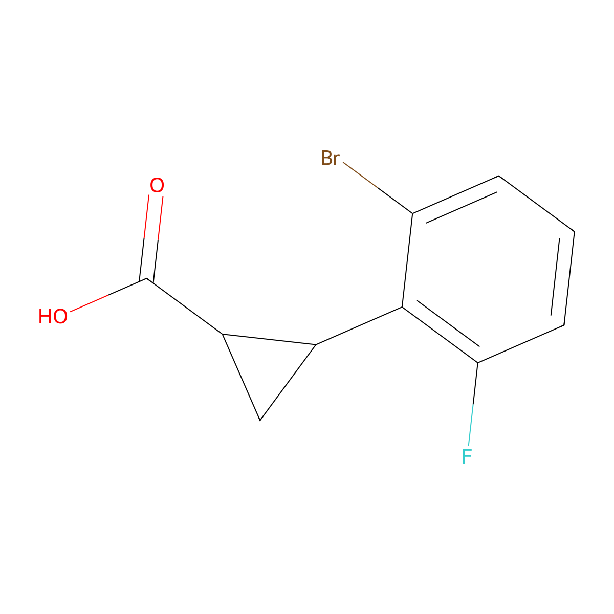 rac-(1R,2R)-2-(2-bromo-6-fluorophenyl)cyclopropane-1-carboxylic acid molecular structure, CAS 2307771-63-5