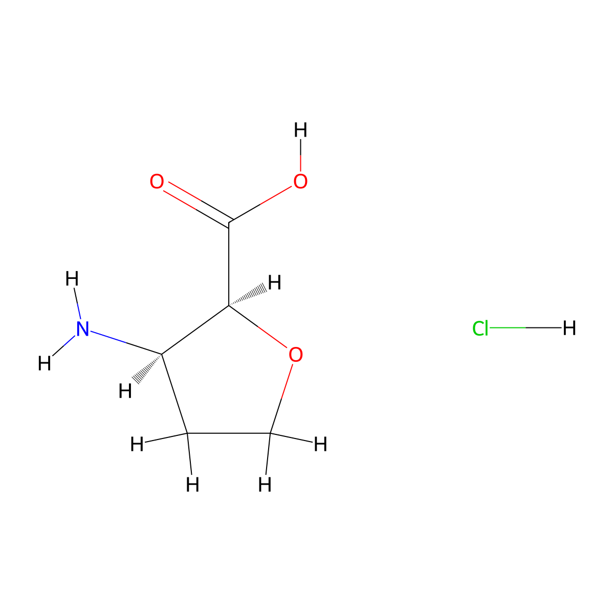 (2S,3R)-3-Aminotetrahydrofuran-2-carboxylic acid hydrochloride molecular structure, CAS 2307771-66-8