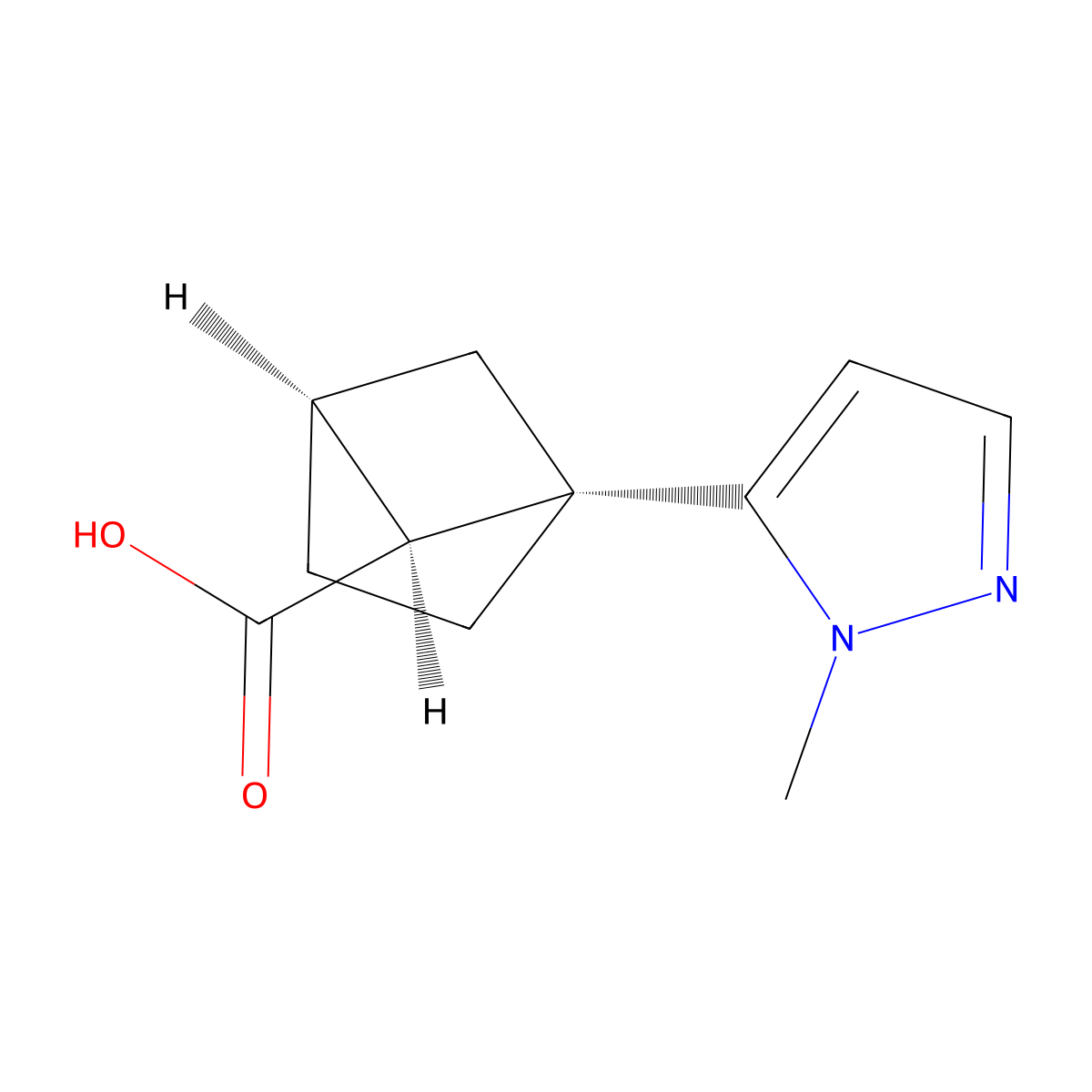 (1S,4S,5S)-1-(2-Methylpyrazol-3-yl)bicyclo[2.1.1]hexane-5-carboxylic acid molecular structure, CAS 2307771-88-4