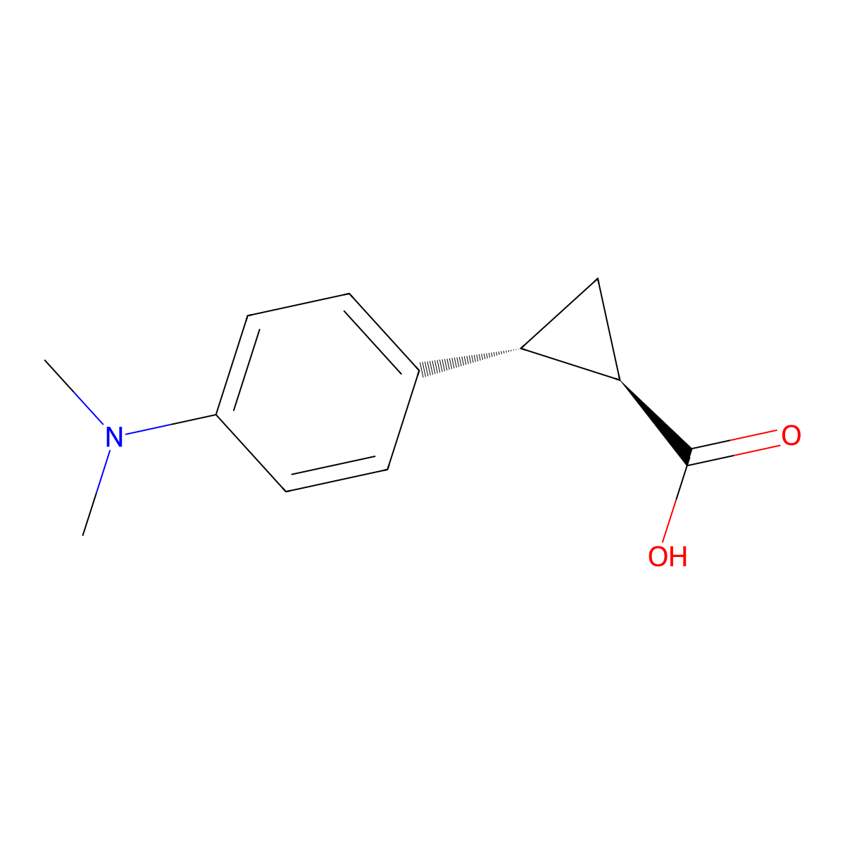 rel-(1R,2R)-2-(4-(Dimethylamino)phenyl)cyclopropanecarboxylic acid molecular structure, CAS 2307771-93-1