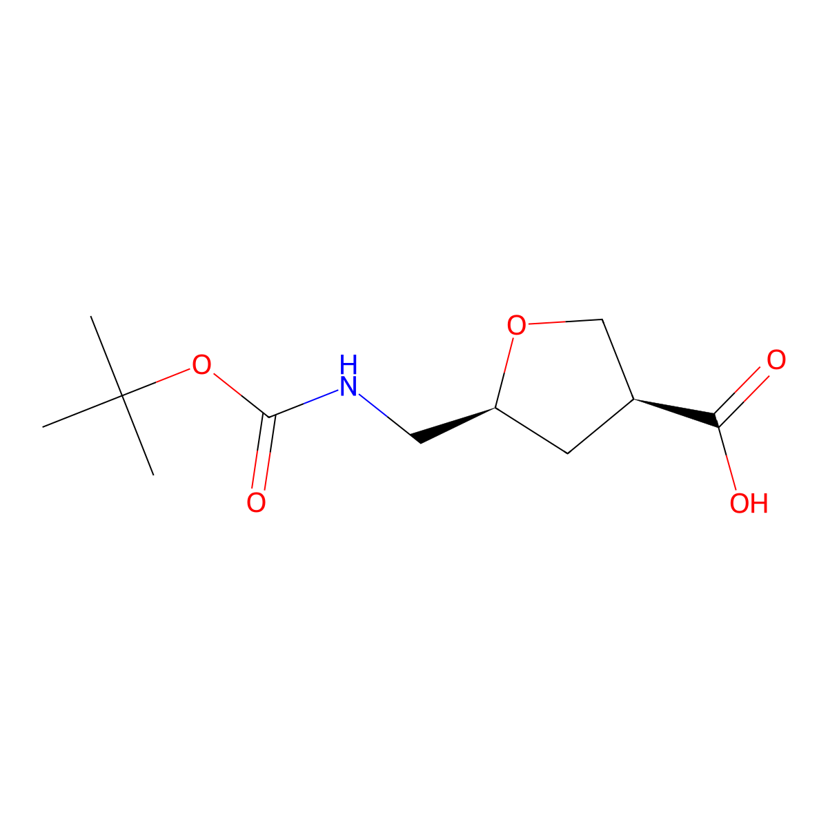 rac-(3R,5R)-5-({[(tert-butoxy)carbonyl]amino}methyl)oxolane-3-carboxylicacid molecular structure, CAS 2307772-00-3