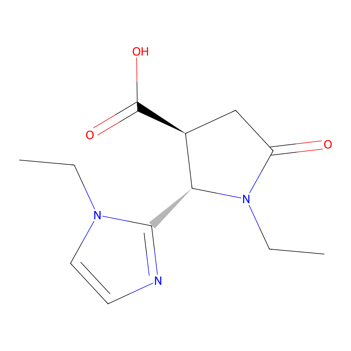 rac-(2R,3R)-1-ethyl-2-(1-ethyl-1H-imidazol-2-yl)-5-oxopyrrolidine-3-carboxylic acid molecular structure, CAS 2307772-17-2