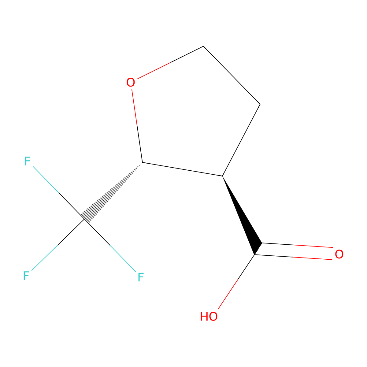 rac-(2R,3R)-2-(trifluoromethyl)oxolane-3-carboxylic acid molecular structure, CAS 2307772-40-1