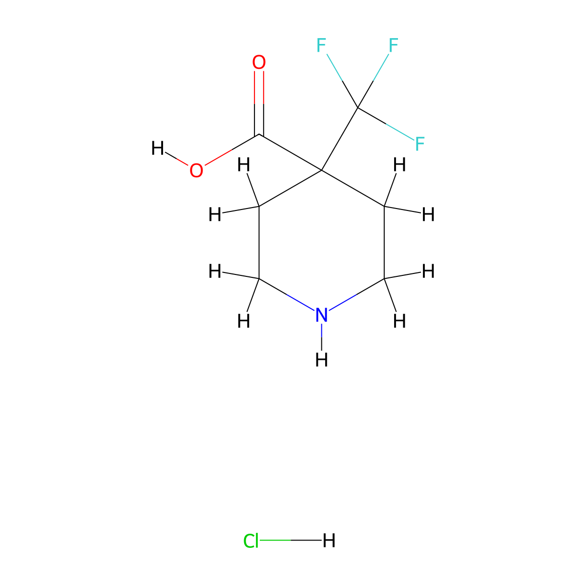 4-(Trifluoromethyl)piperidine-4-carboxylic acid hydrochloride molecular structure, CAS 2307773-48-2