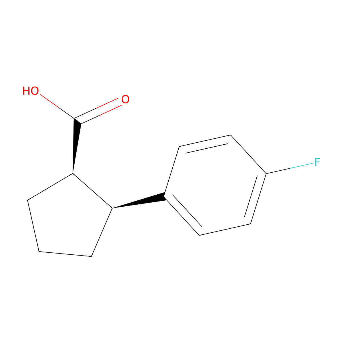 rac-(1R,2S)-2-(4-fluorophenyl)cyclopentane-1-carboxylic acid molecular structure, CAS 2307773-55-1