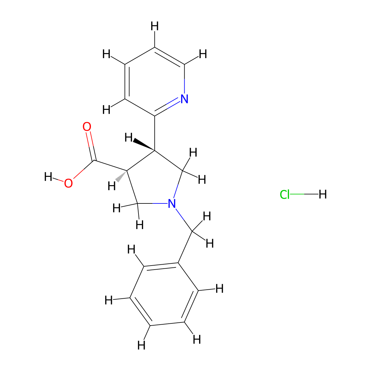 (3S,4S)-1-benzyl-4-(pyridin-2-yl)pyrrolidine-3-carboxylic acid hydrochloride molecular structure, CAS 2307773-96-0