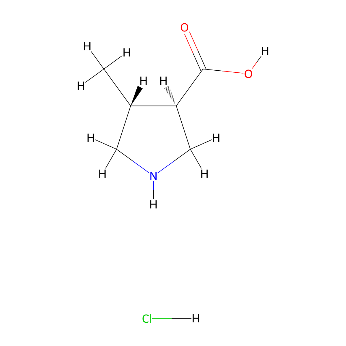 trans-4-Methylpyrrolidine-3-carboxylic Acid Hydrochloride molecular structure, CAS 2307776-47-0