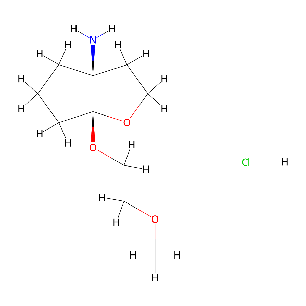 (3aS,6aS)-6a-(2-methoxyethoxy)-3,4,5,6-tetrahydro-2H-cyclopenta[b]furan-3a-amine;hydrochloride molecular structure, CAS 2307776-67-4