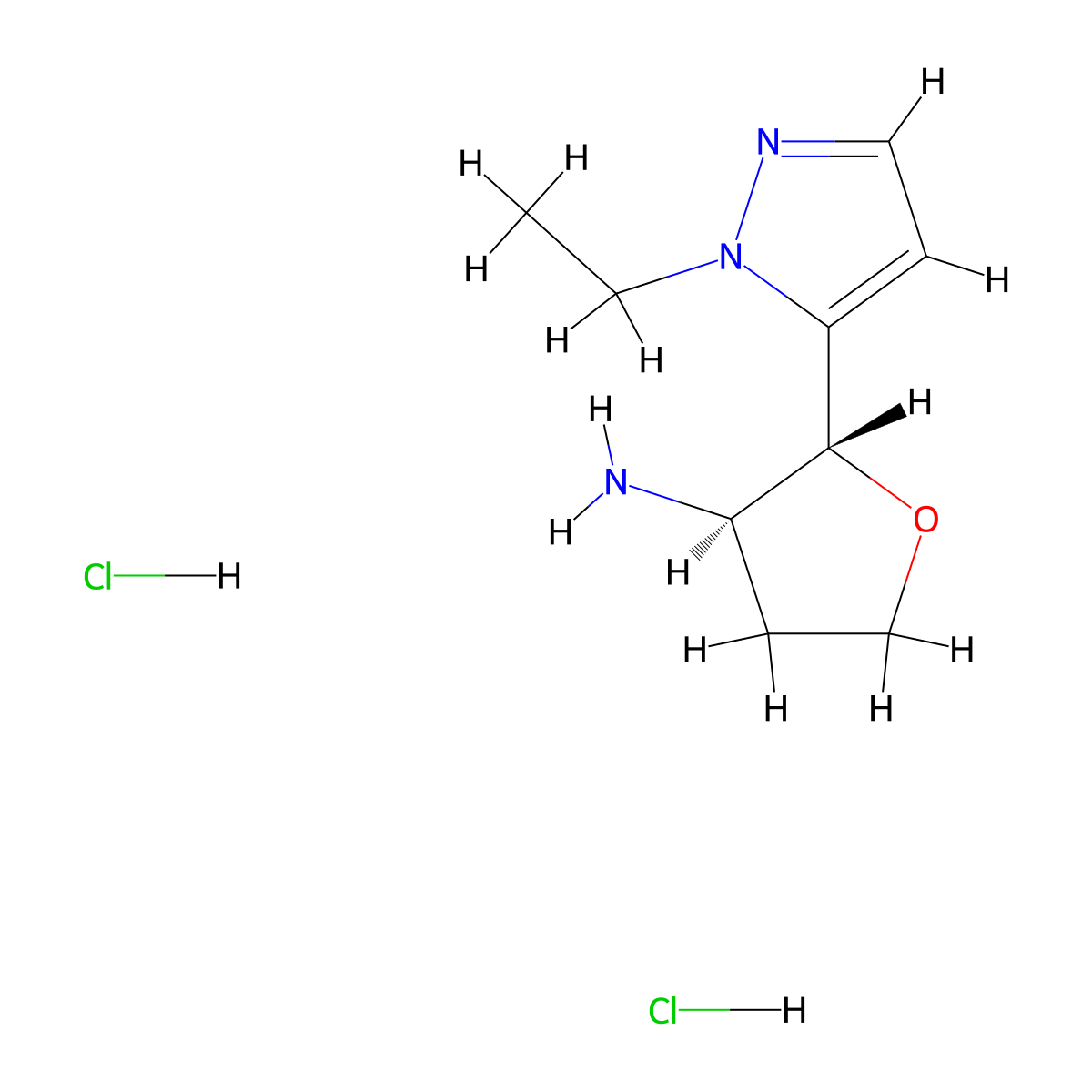 Rac-(2r,3r)-2-(1-ethyl-1h-pyrazol-5-yl)oxolan-3-amine dihydrochloride molecular structure, CAS 2307776-94-7