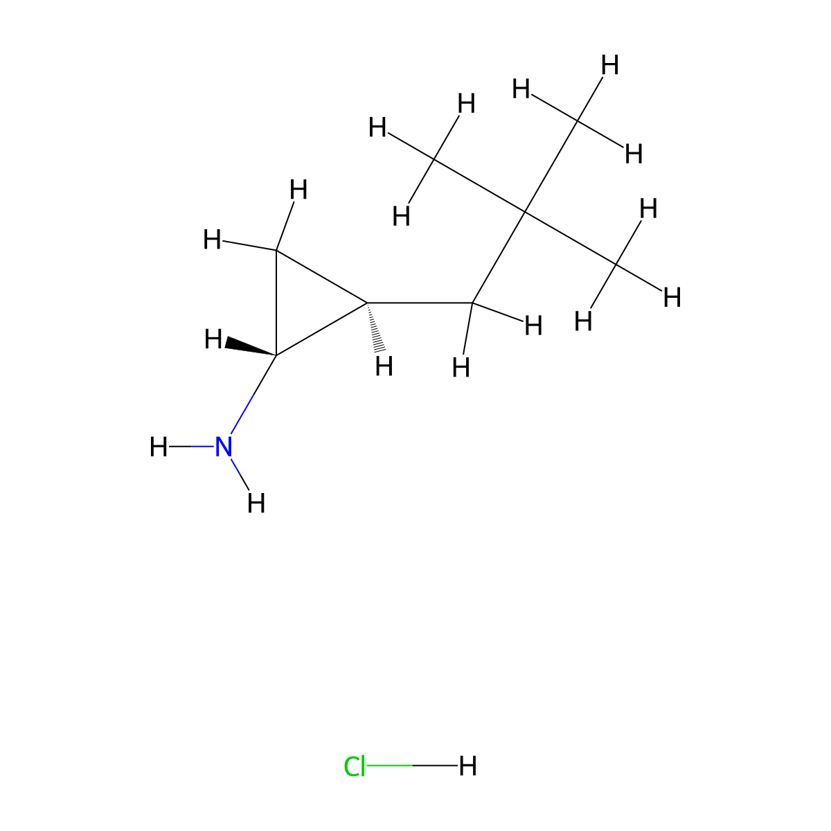 rac-(1R,2R)-2-(2,2-dimethylpropyl)cyclopropan-1-amine hydrochloride molecular structure, CAS 2307777-23-5