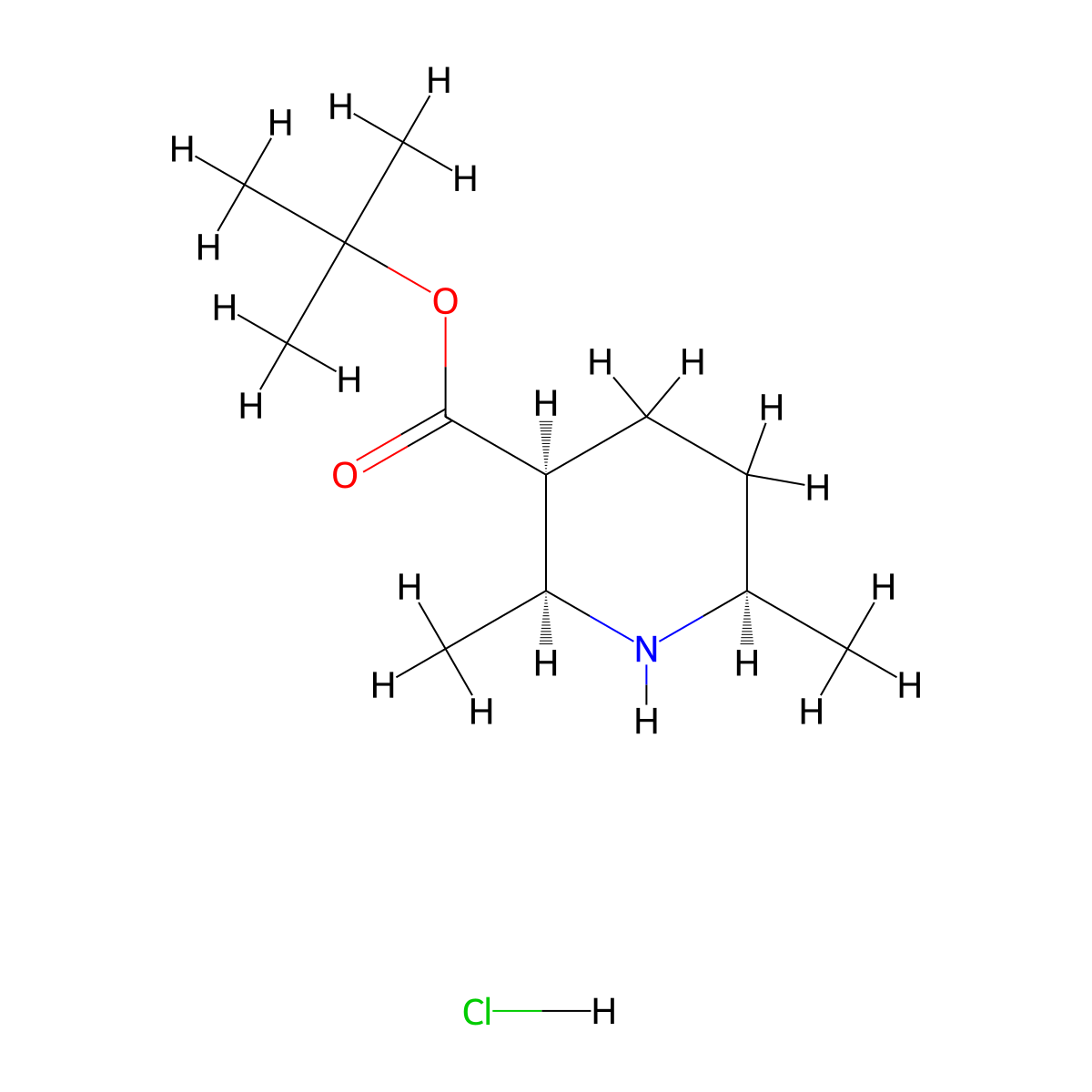 rac-tert-butyl (2R,3R,6S)-2,6-dimethylpiperidine-3-carboxylate hydrochloride molecular structure, CAS 2307777-43-9