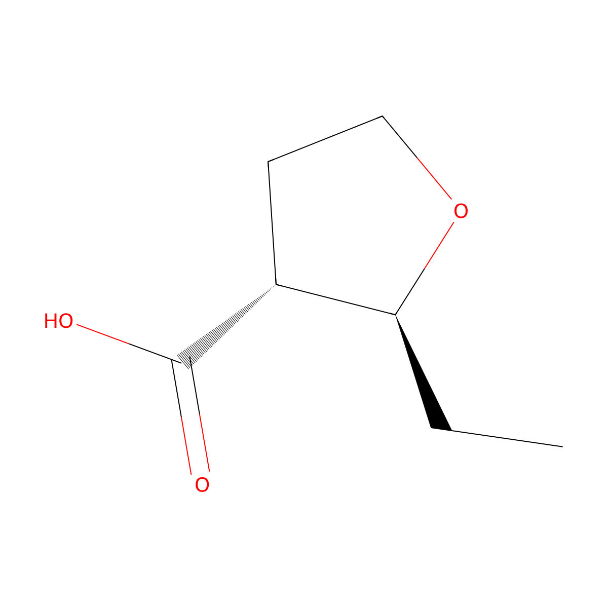 rac-(2R,3S)-2-ethyloxolane-3-carboxylic acid molecular structure, CAS 2307777-60-0