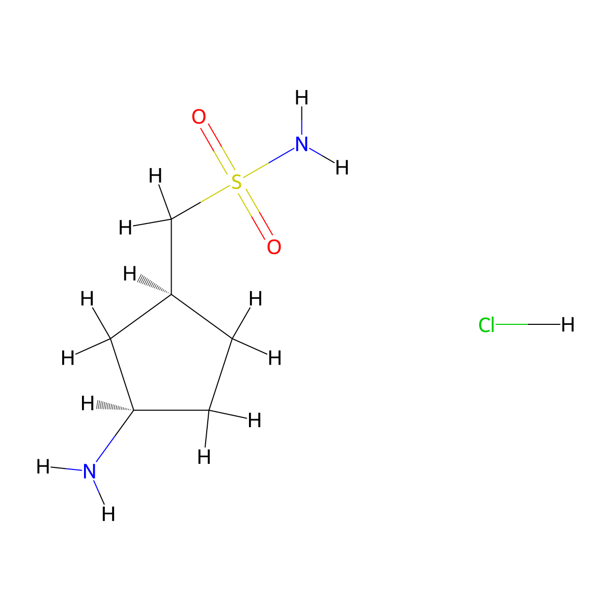 rac-((1R,3S)-3-aminocyclopentyl)methanesulfonamide hydrochloride molecular structure, CAS 2307777-69-9
