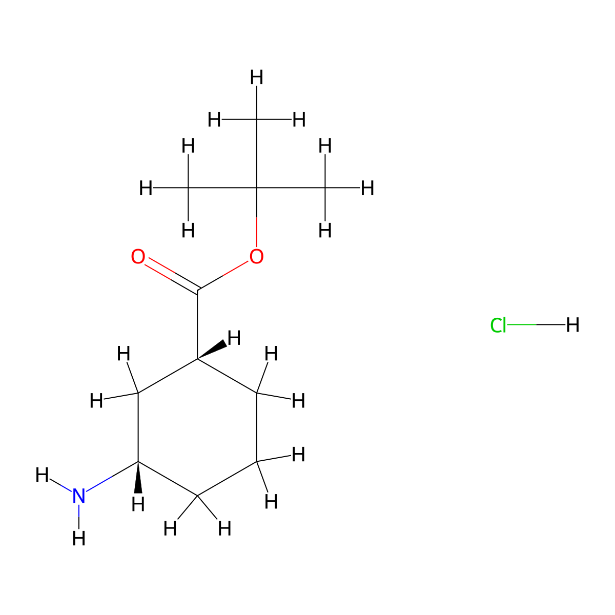 rac-tert-butyl (1R,3S)-3-aminocyclohexane-1-carboxylate hydrochloride molecular structure, CAS 2307777-71-3