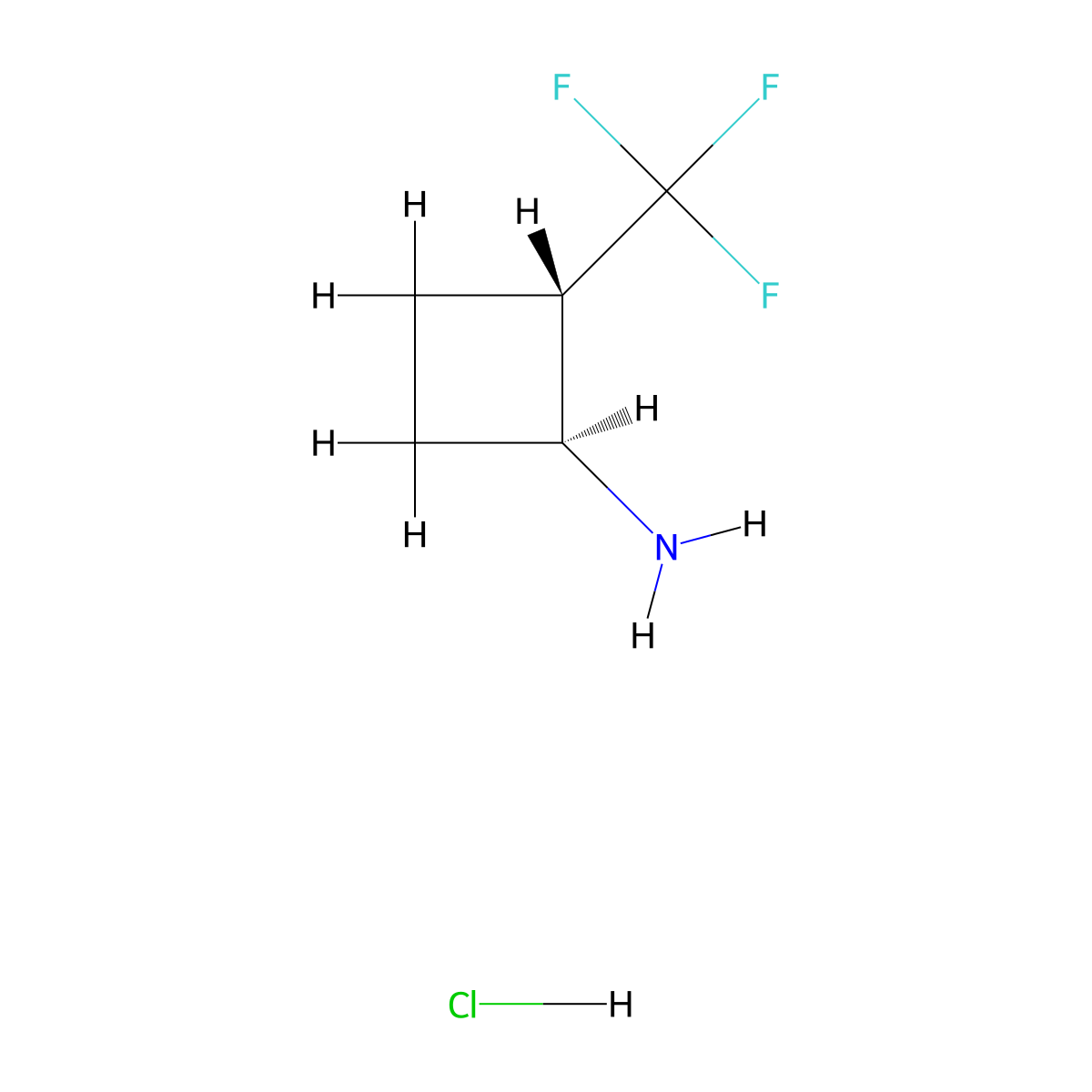 rac-(1R,2R)-2-(trifluoromethyl)cyclobutan-1-amine hydrochloride molecular structure, CAS 2307778-24-9