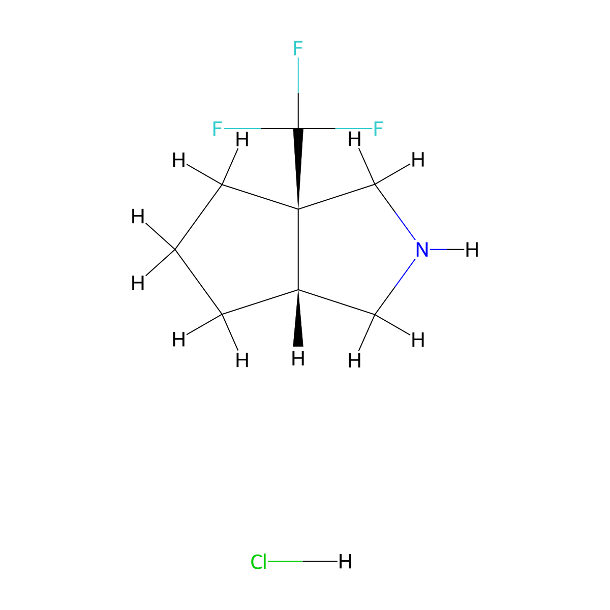 rac-(3aR,6aR)-3a-(trifluoromethyl)-octahydrocyclopenta(c)pyrrole hydrochloride molecular structure, CAS 2307778-74-9