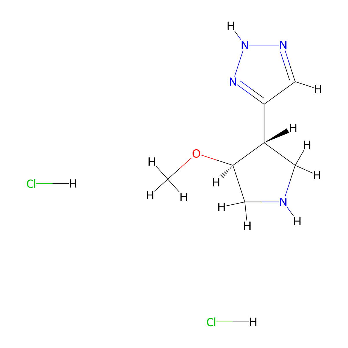 rac-4-((3R,4R)-4-methoxypyrrolidin-3-yl)-1H-1,2,3-triazole dihydrochloride molecular structure, CAS 2307779-13-9