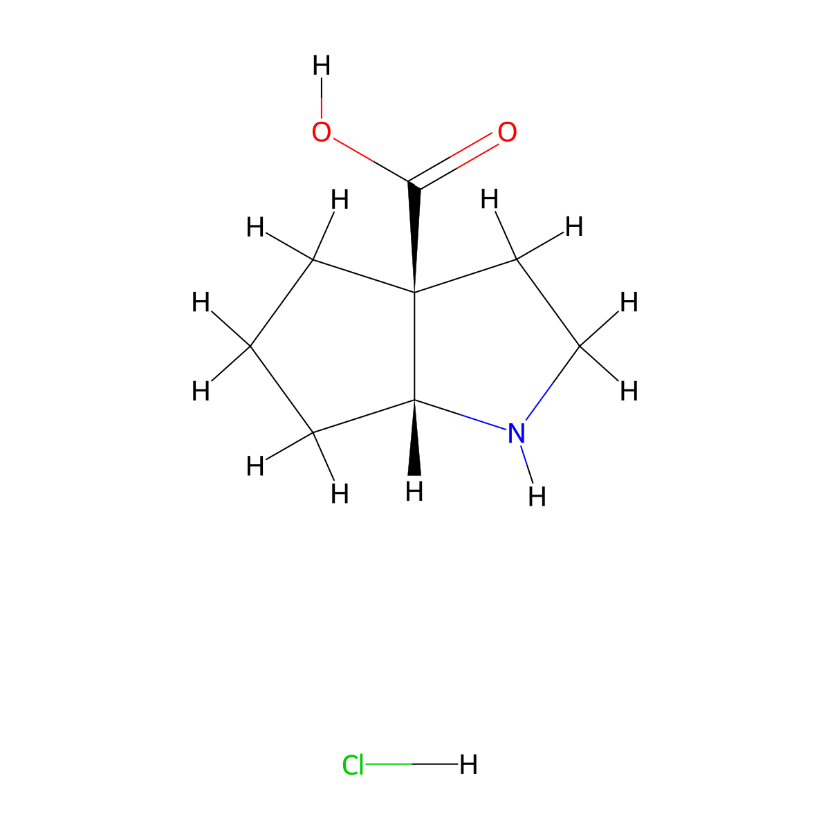 rac-(3aR,6aS)-octahydrocyclopenta[b]pyrrole-3a-carboxylic acid hydrochloride molecular structure, CAS 2307779-26-4