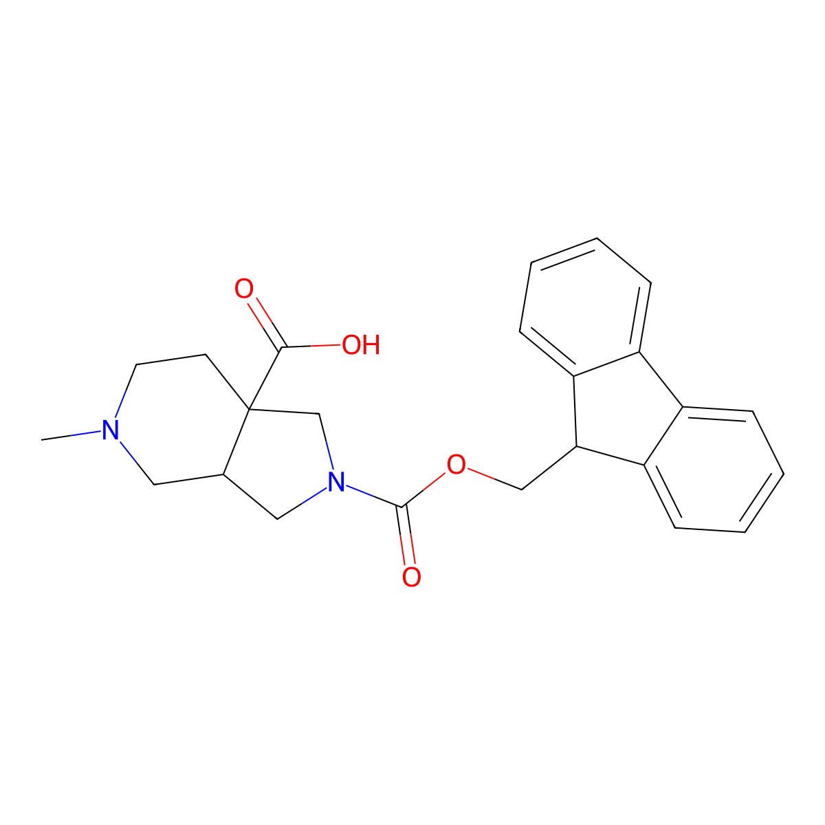 rel-(3aS,7aR)-2-(((9H-fluoren-9-yl)methoxy)carbonyl)-5-methyloctahydro-7aH-pyrrolo[3,4-c]pyridine-7a-carboxylic acid molecular structure, CAS 2307779-53-7