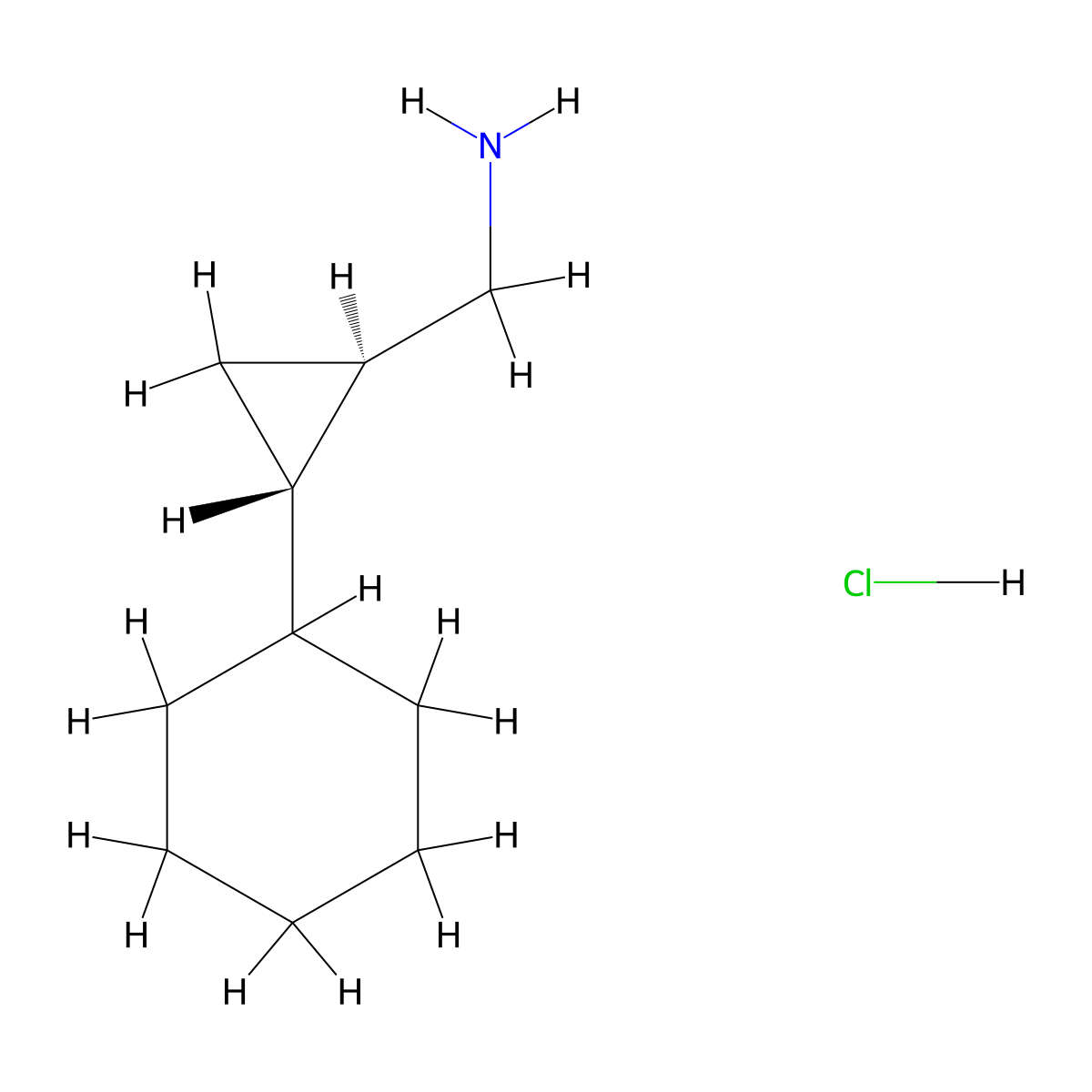 rac-[(1R,2S)-2-cyclohexylcyclopropyl]methanamine hydrochloride molecular structure, CAS 2307779-75-3
