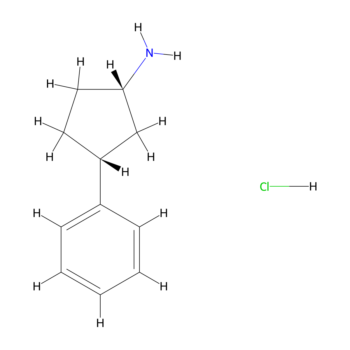 cis-(1S,3R)-3-phenylcyclopentan-1-amine;hydrochloride molecular structure, CAS 2307779-88-8