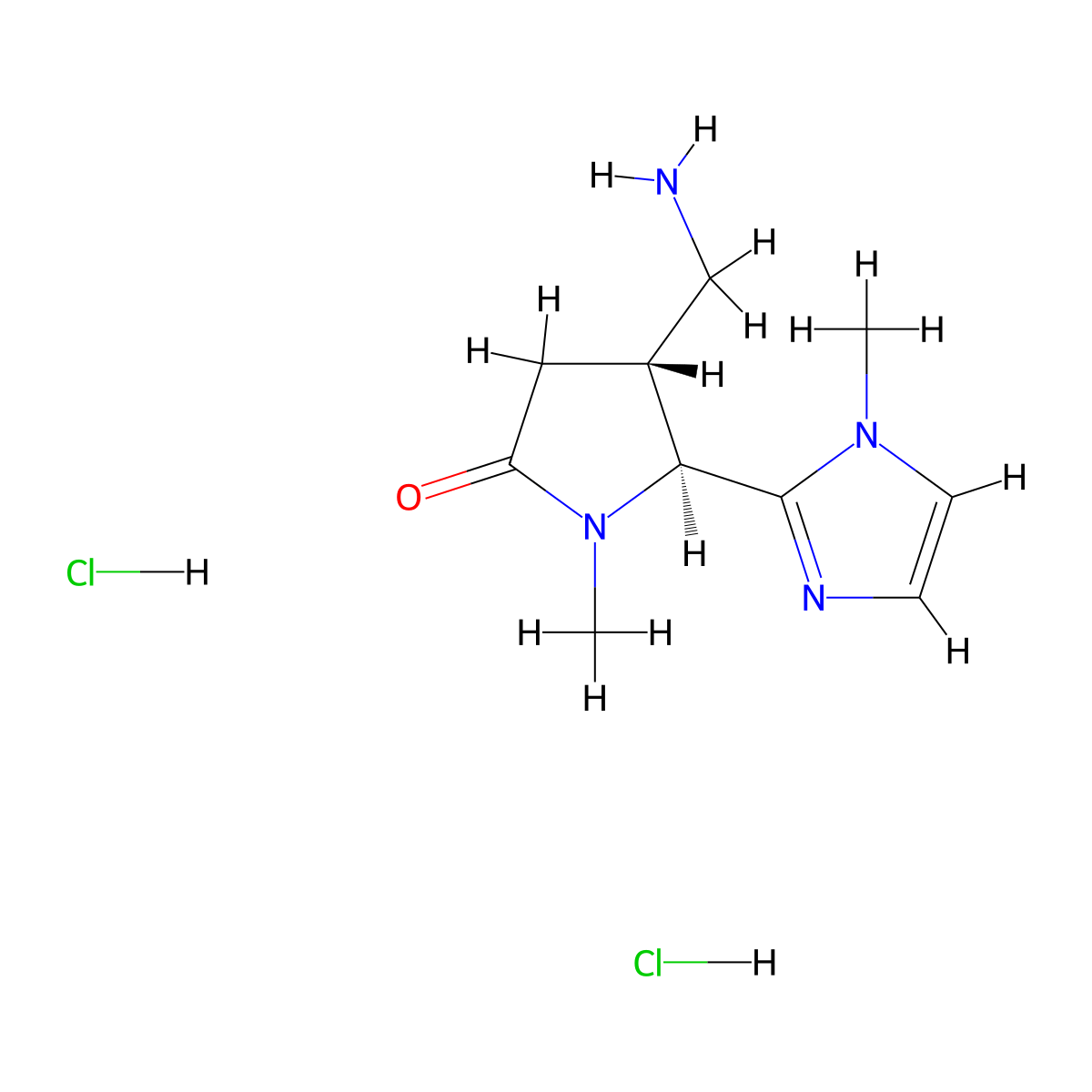 rac-(4R,5S)-4-(aminomethyl)-1-methyl-5-(1-methyl-1H-imidazol-2-yl)pyrrolidin-2-one dihydrochloride molecular structure, CAS 2307779-95-7