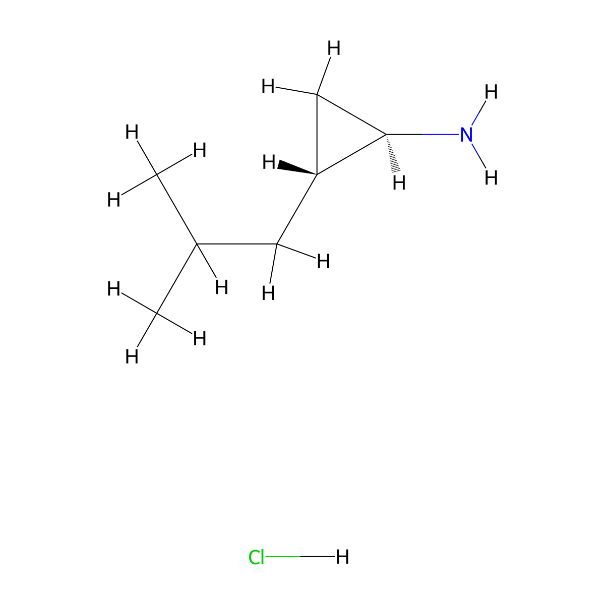 rac-(1R,2R)-2-(2-methylpropyl)cyclopropan-1-amine hydrochloride molecular structure, CAS 2307780-08-9