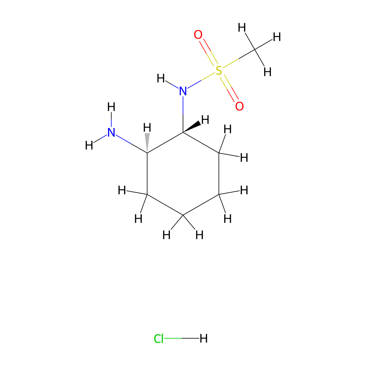 rac-N-((1R,2R)-2-aminocyclohexyl)methanesulfonamide hydrochloride molecular structure, CAS 2307780-13-6