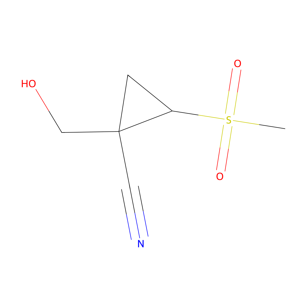 rac-(1R,2R)-1-(hydroxymethyl)-2-methanesulfonylcyclopropane-1-carbonitrile molecular structure, CAS 2307780-30-7