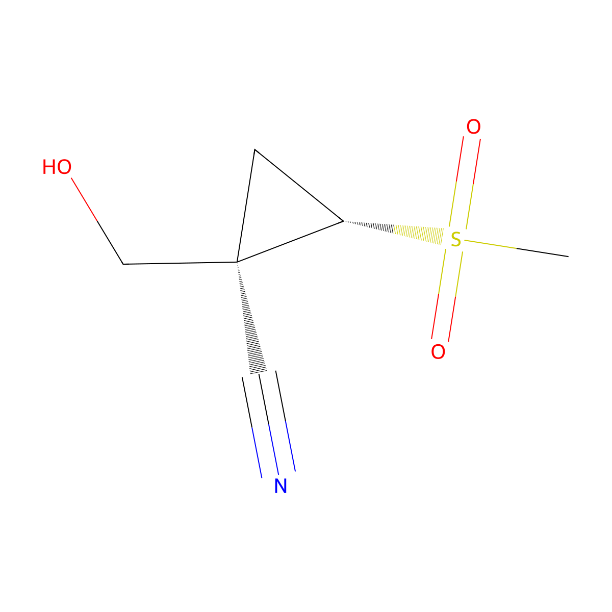 rac-(1R,2R)-1-(hydroxymethyl)-2-methanesulfonylcyclopropane-1-carbonitrile molecular structure, CAS 2307780-30-7