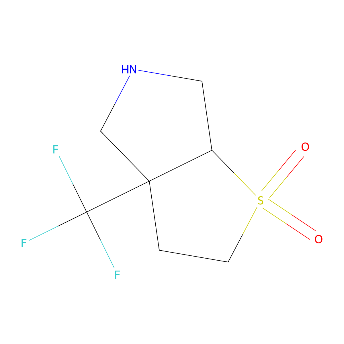 rac-(3aR,6aR)-3a-(trifluoromethyl)-hexahydro-2H-1lambda6-thieno[2,3-c]pyrrole-1,1-dione molecular structure, CAS 2307780-33-0