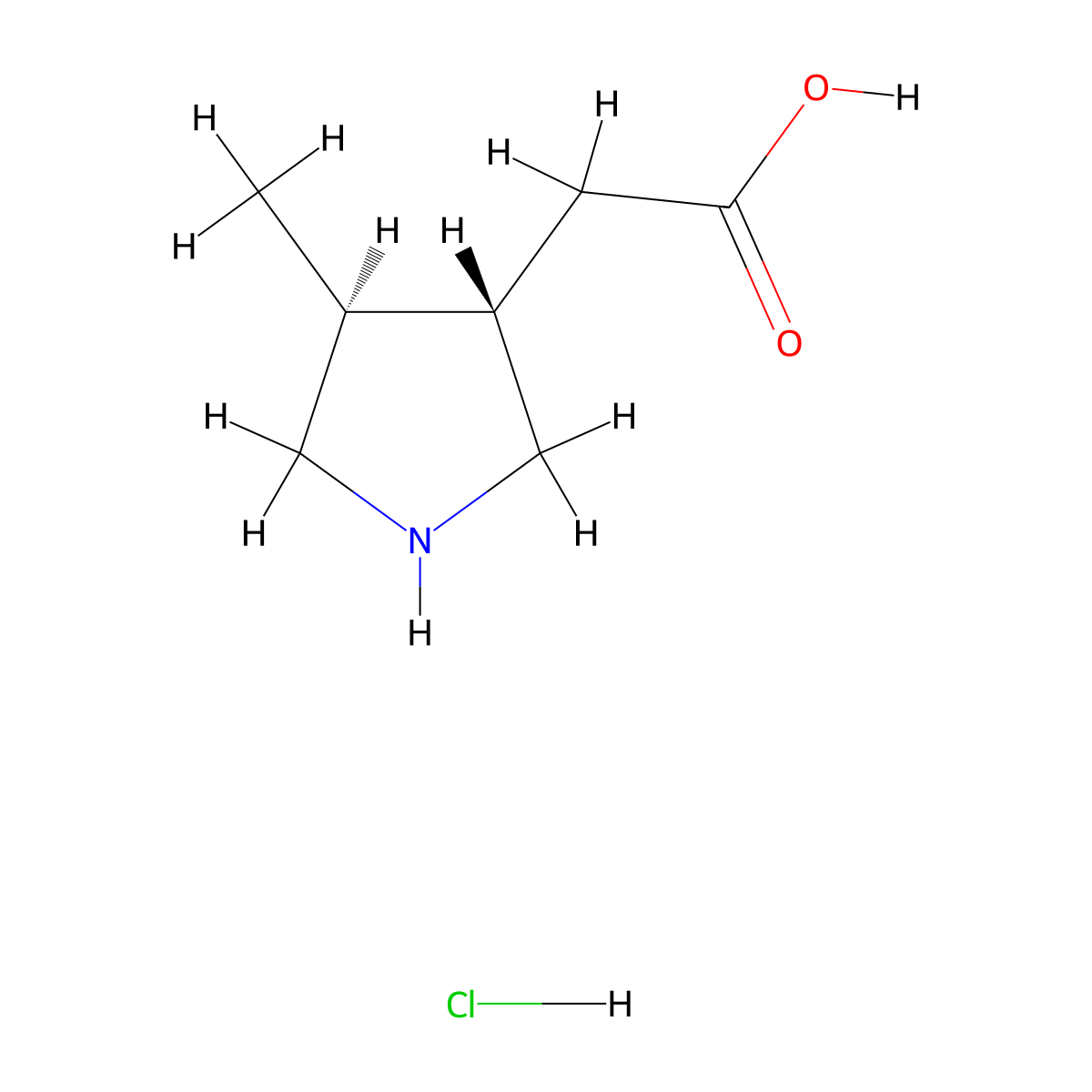 2-((3S,4S)-4-Methylpyrrolidin-3-yl)acetic acid hydrochloride molecular structure, CAS 2307780-45-4
