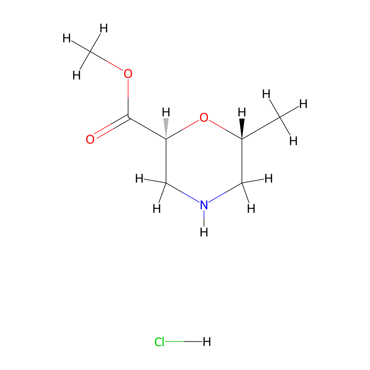 rac-methyl (2R,6S)-6-methylmorpholine-2-carboxylate hydrochloride molecular structure, CAS 2307780-69-2