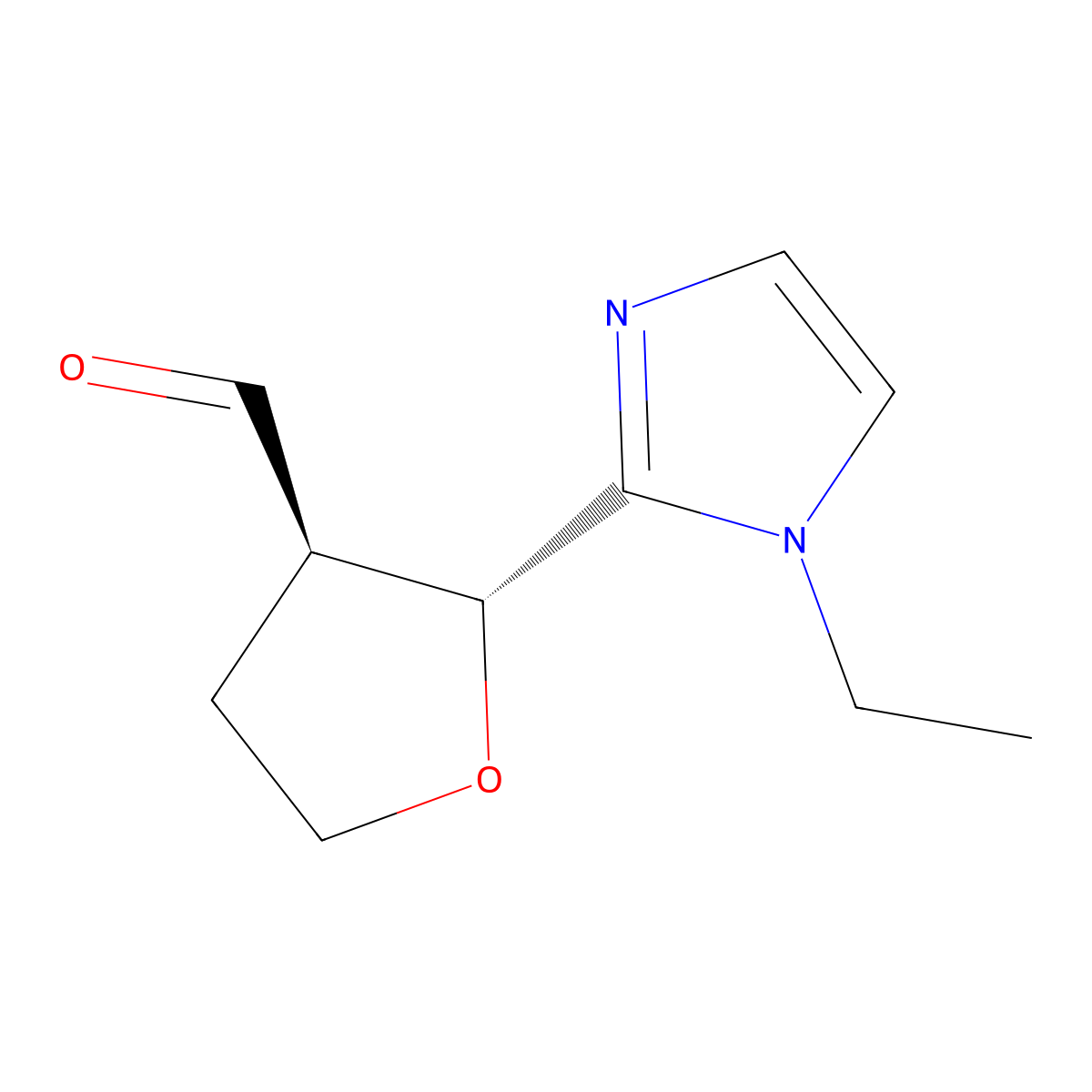 Rac-(2r,3r)-2-(1-ethyl-1h-imidazol-2-yl)oxolane-3-carbaldehyde molecular structure, CAS 2307781-04-8