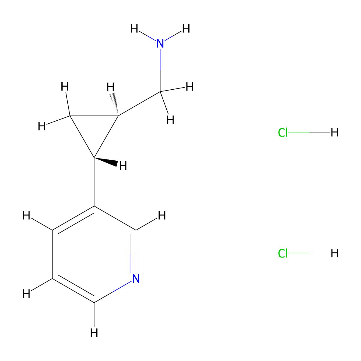 rac-[(1R,2R)-2-(pyridin-3-yl)cyclopropyl]methanamine dihydrochloride molecular structure, CAS 2307781-70-8
