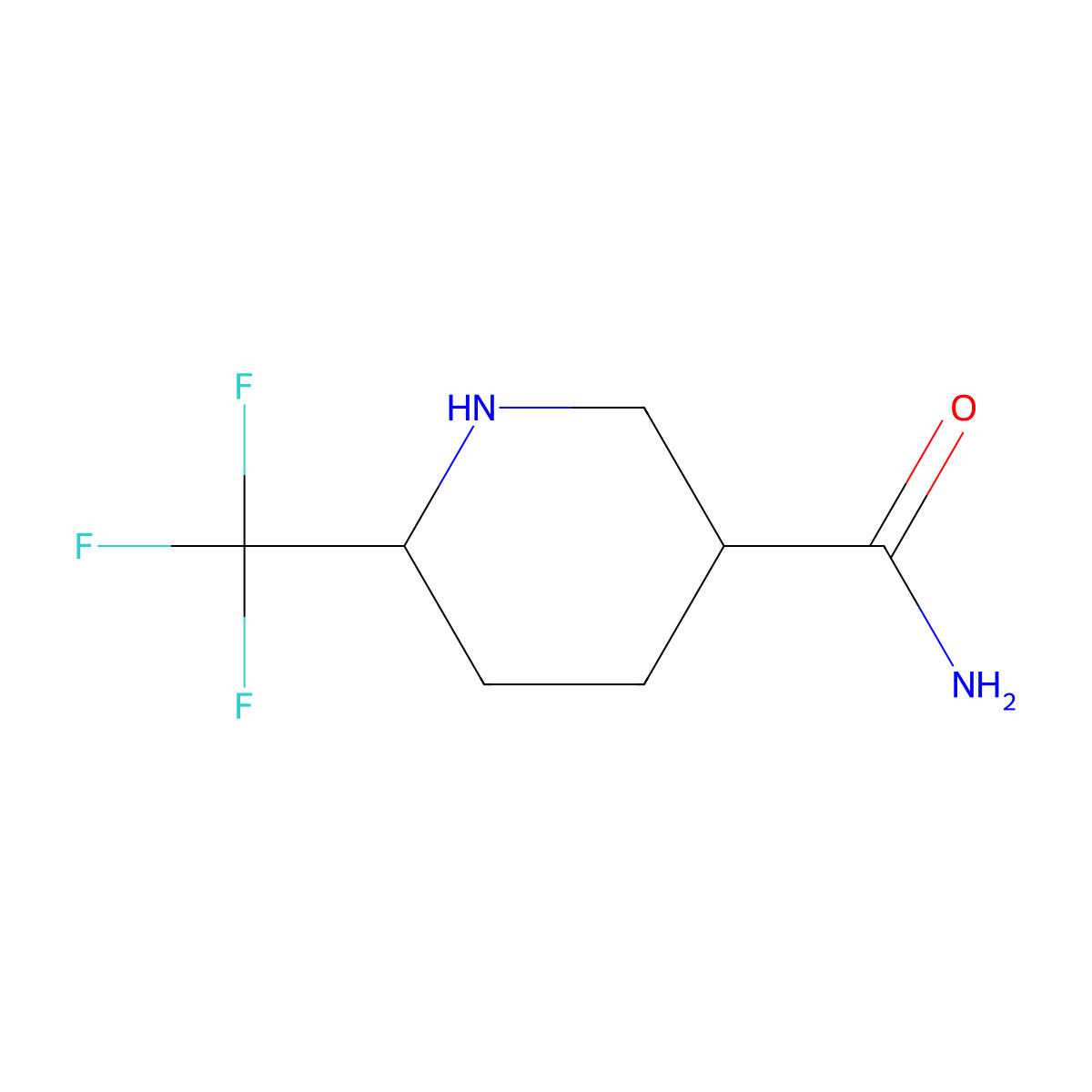 rac-(3R,6R)-6-(trifluoromethyl)piperidine-3-carboxamide molecular structure, CAS 2307781-84-4