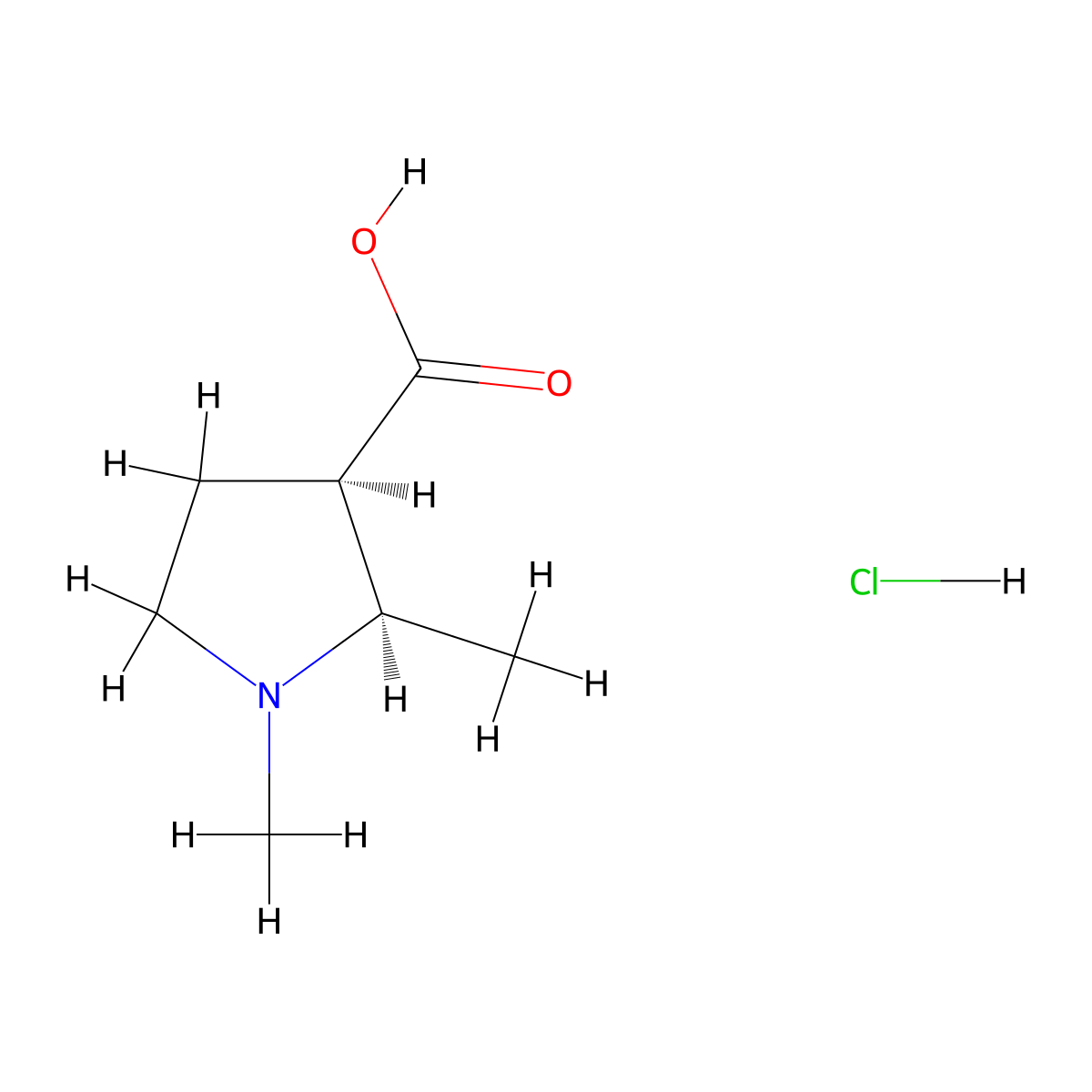 (2R,3R)-1,2-dimethylpyrrolidine-3-carboxylic acid hydrochloride molecular structure, CAS 2307782-21-2